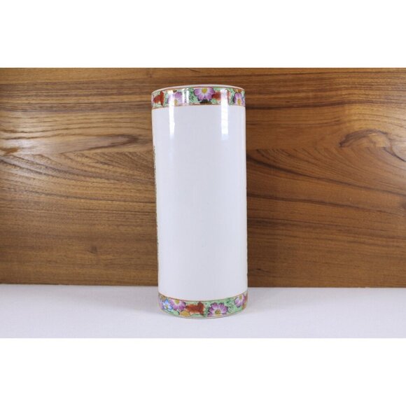 1980s VANCOUVER Chinese porcelain vase, cylinder souvenir vase, Canada BC - Picture 4 of 6